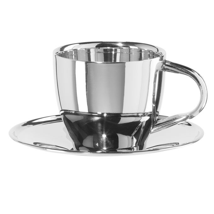 INSULATED COFFEE CUPS 6OZ SAUCER INCLUDED DUAL WALL STAINLESS STEEL TECHNOLOGY COFFEE OR TEA CUP WITH ELEGANT MIRROR FINISH