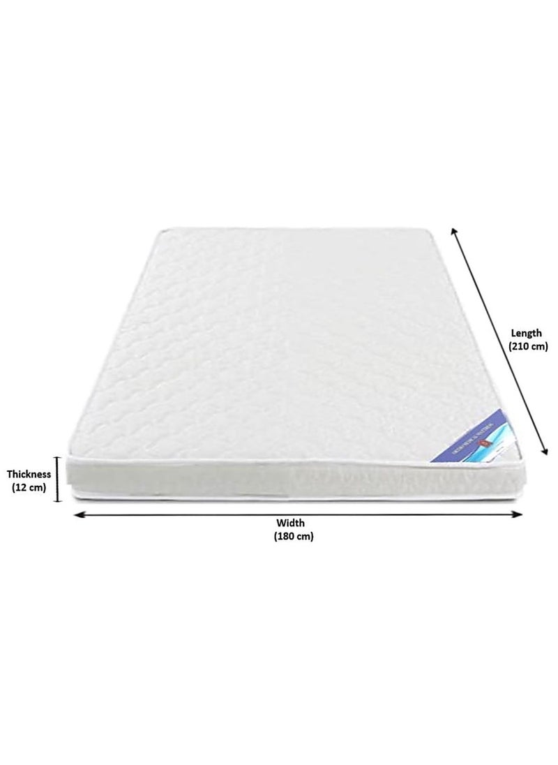 AL WADI FURNITURE - King Size Medicated Mattress, Comfort Back Support, Reversible Use Option, Polyester Fabric, 180W x 210L x 12H cm - White - Image 1