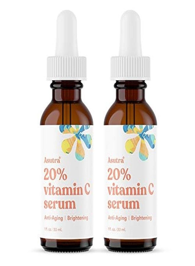 ASUTRA 20% Vitamin C Serum, 1 fl oz (Pack of 2) - Ferulic & Hyaluronic Acid, Vitamin E, Aloe, Jojoba, Brightening Face Serum - Image 2