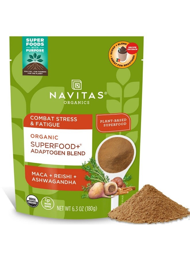 Navitas Organics Navitas Organics Superfood+ Adaptogen Blend for Stress Support (Maca + Reishi + Ashwagandha), 6.3oz Bag, 30 Servings - Organic, Non-GMO, Vegan, Gluten-Free, Keto & Paleo. - Image 1