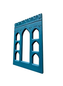 Noor Antique Designs Noor Antique Designs Handcrafted Wooden Wall Panel with Traditional Rajasthani Jharokha Design Decorative Blue Window Frame 16 x 12 Inches Bohemian Wall Art for Living Room Bedroom Teal Colour  - Image 5