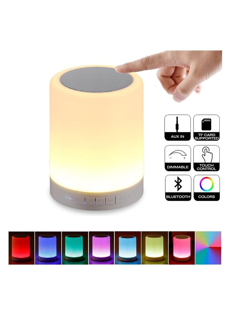 Portable Bluetooth Speaker with Dimmable Warm Night Light – Multi-Color Mood Lamp – Perfect for Bedside