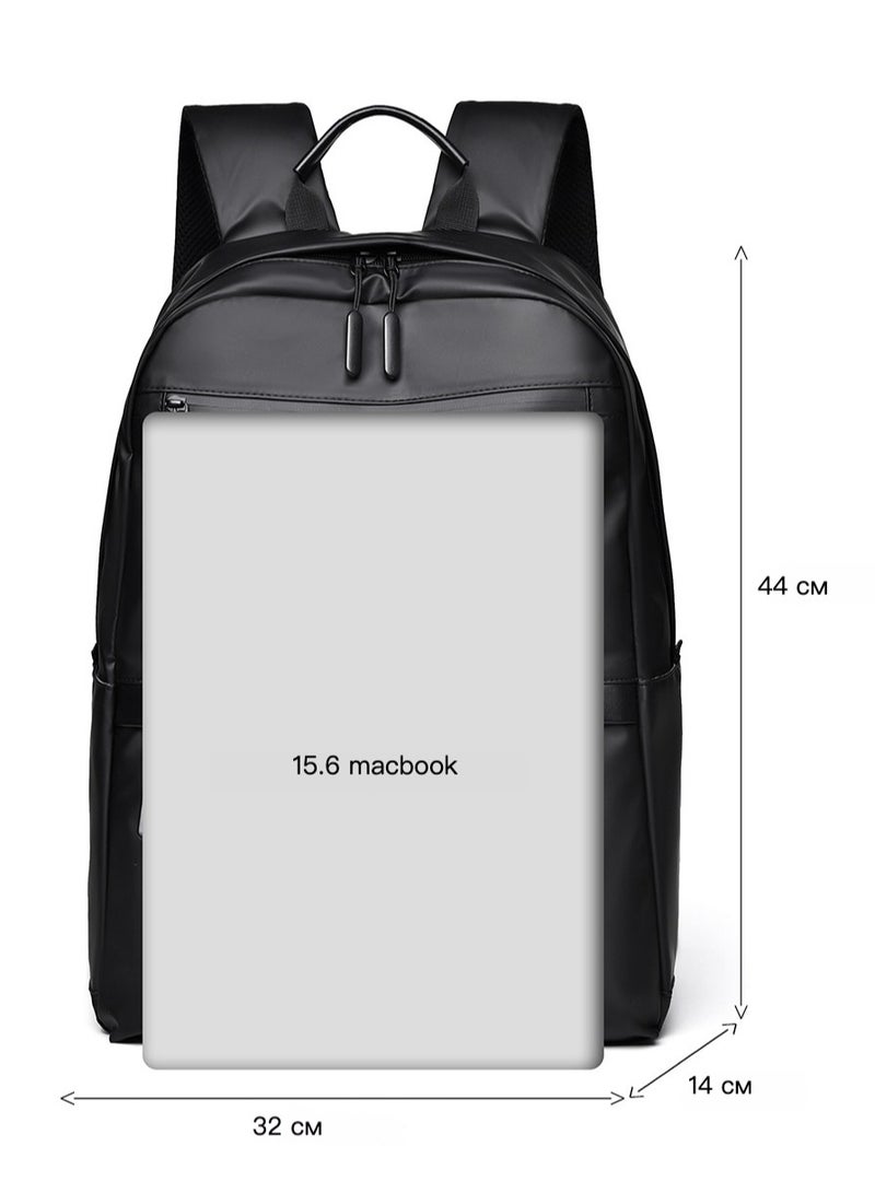 lebonaer SHOULDERS Urban Light Travel Casual Backpack for Men and Women, Water-Resistant Anti-Scratch Durable Nylon Laptop Backpack, Large Capacity 15.6 Inch Computer Bag with Multiple Compartments, Organizational Pockets for Documents, iPad, Water Bottle & Umbrella, Effortless Travel Design with Back Luggage Strap Pass-Through for Suitcase, Smooth Bidirectional Zipper Pulls, Comfortable Padded Handles for Long Carry, Lightweight Daypack for Work, School, College, Commuting, Business Trips, and Outdoor Activities in Black and Gray Color Options. This functional stylish backpack features a modern aesthetic with a front multi-pocket layout, high-density fabric, reinforced stitching, and a sleek profile, embodying a cool and spirit for versatile daily use and short journeys. The backpack's dimensions are 44cm H x 32cm W x 14cm D, weighing only 500g, offering a main compartment, two document pockets, a separate zippered pocket, two front zip pockets, and two side pockets, ensuring your belongin - Image 5