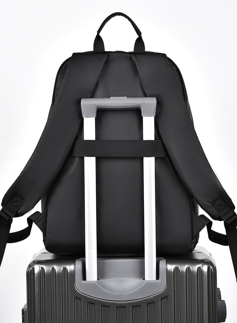 lebonaer SHOULDERS Urban Light Travel Casual Backpack for Men and Women, Water-Resistant Anti-Scratch Durable Nylon Laptop Backpack, Large Capacity 15.6 Inch Computer Bag with Multiple Compartments, Organizational Pockets for Documents, iPad, Water Bottle & Umbrella, Effortless Travel Design with Back Luggage Strap Pass-Through for Suitcase, Smooth Bidirectional Zipper Pulls, Comfortable Padded Handles for Long Carry, Lightweight Daypack for Work, School, College, Commuting, Business Trips, and Outdoor Activities in Black and Gray Color Options. This functional stylish backpack features a modern aesthetic with a front multi-pocket layout, high-density fabric, reinforced stitching, and a sleek profile, embodying a cool and spirit for versatile daily use and short journeys. The backpack's dimensions are 44cm H x 32cm W x 14cm D, weighing only 500g, offering a main compartment, two document pockets, a separate zippered pocket, two front zip pockets, and two side pockets, ensuring your belongin - Image 4