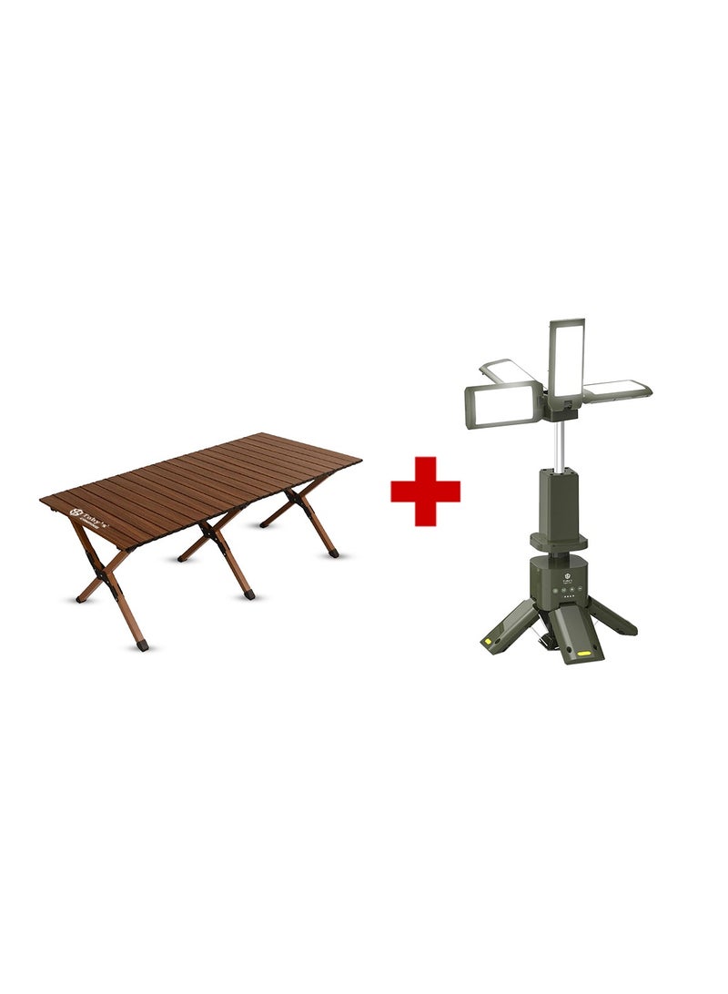 Toby's Tobyâ€™S Foldable Wooden Camping Table With Telescopic Led Camping Lantern  Durable, Portable, Multi-Mode Lighting Combo For Indoor, Outdoor, Picnics, Hiking, And Emergency Use - Image 1