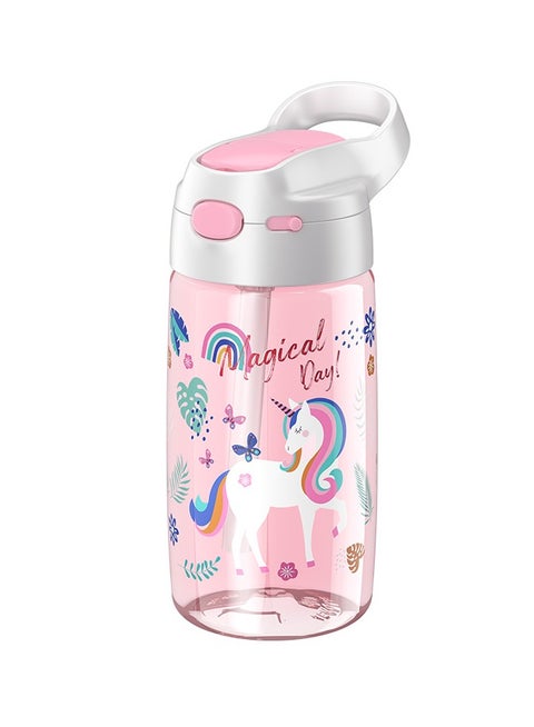 Kids school water Bottle 450 ML Modern BPA Free Eco-Friendly Tritan materials Children Water Bottle Kids Straw Baby Sippy Cup Drink Feeding Bottle Blush Pink