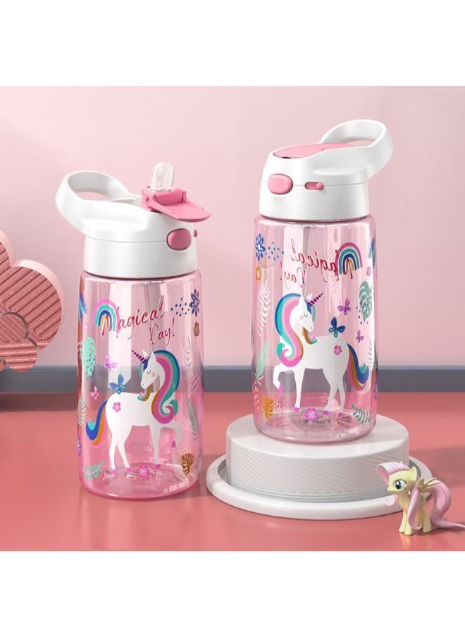Jeko & Jeko Kids school water Bottle 450 ML Modern BPA Free Eco-Friendly Tritan materials Children Water Bottle Kids Straw Baby Sippy Cup Drink Feeding Bottle Blush Pink  - Image 2