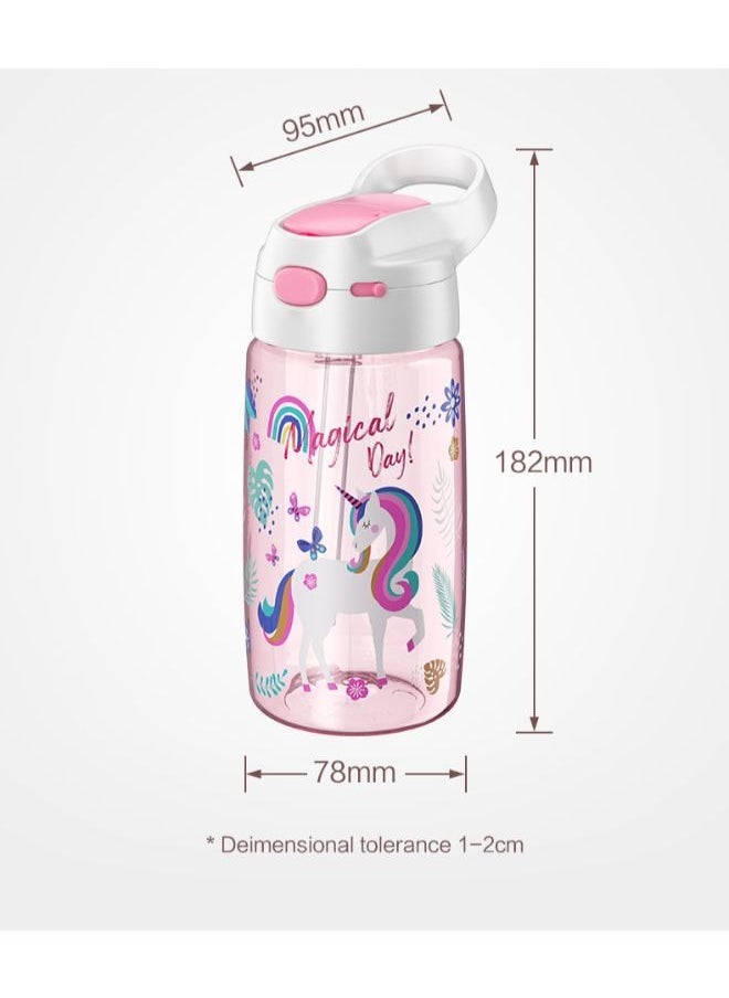 Jeko & Jeko Kids school water Bottle 450 ML Modern BPA Free Eco-Friendly Tritan materials Children Water Bottle Kids Straw Baby Sippy Cup Drink Feeding Bottle Blush Pink  - Image 3