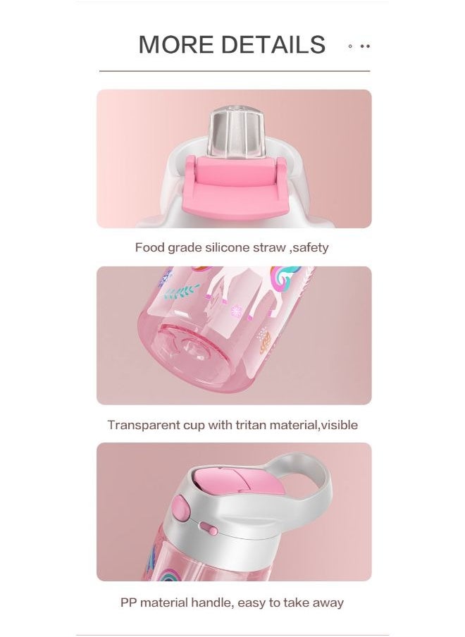 Jeko & Jeko Kids school water Bottle 450 ML Modern BPA Free Eco-Friendly Tritan materials Children Water Bottle Kids Straw Baby Sippy Cup Drink Feeding Bottle Blush Pink  - Image 4
