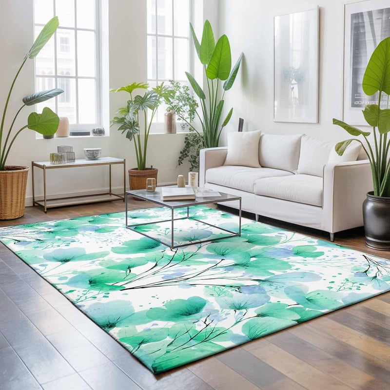 Long lifespan Spring Flowers Area Rug 5x8 FT, Non Slip Bedroom Throw Carpet, Green Blossom Watercolor Botanical Florals Washable Soft Floor Carpet Non-Shedding Rug for Living Room Nursery Dorm Office Big & small space compatible Land transit & shipment compatible Freeze crack proof General purpose design Long lifespan Permanent & temporary usable Economical varied sizing picks Safe material Durable versatile substance Multiple options Good ventilation Odor free color Spec compliant trusted quality Comfort grip Practical versatile construction Long lasting universal build General need oriented design High precision lightweight material Multi-use qualified quality Light durable upgraded substance Elegant appearance Precision polished solid material Consistent single item quality Hanging space save - Image 5