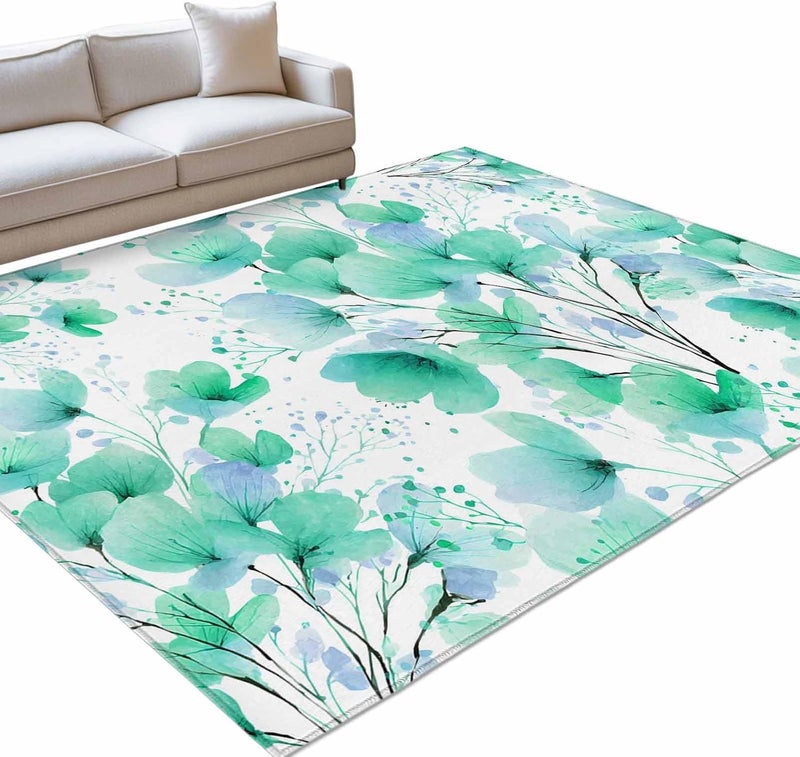 Long lifespan Spring Flowers Area Rug 5x8 FT, Non Slip Bedroom Throw Carpet, Green Blossom Watercolor Botanical Florals Washable Soft Floor Carpet Non-Shedding Rug for Living Room Nursery Dorm Office Big & small space compatible Land transit & shipment compatible Freeze crack proof General purpose design Long lifespan Permanent & temporary usable Economical varied sizing picks Safe material Durable versatile substance Multiple options Good ventilation Odor free color Spec compliant trusted quality Comfort grip Practical versatile construction Long lasting universal build General need oriented design High precision lightweight material Multi-use qualified quality Light durable upgraded substance Elegant appearance Precision polished solid material Consistent single item quality Hanging space save - Image 3