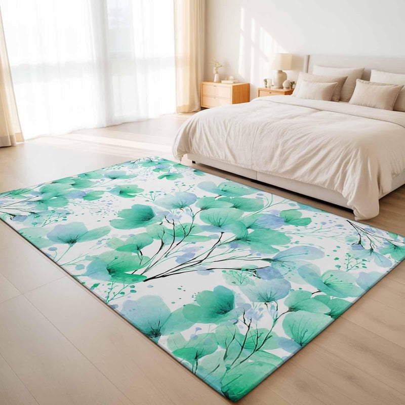 Long lifespan Spring Flowers Area Rug 5x8 FT, Non Slip Bedroom Throw Carpet, Green Blossom Watercolor Botanical Florals Washable Soft Floor Carpet Non-Shedding Rug for Living Room Nursery Dorm Office Big & small space compatible Land transit & shipment compatible Freeze crack proof General purpose design Long lifespan Permanent & temporary usable Economical varied sizing picks Safe material Durable versatile substance Multiple options Good ventilation Odor free color Spec compliant trusted quality Comfort grip Practical versatile construction Long lasting universal build General need oriented design High precision lightweight material Multi-use qualified quality Light durable upgraded substance Elegant appearance Precision polished solid material Consistent single item quality Hanging space save - Image 1