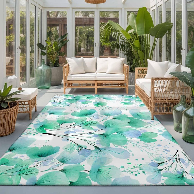 Long lifespan Spring Flowers Area Rug 5x8 FT, Non Slip Bedroom Throw Carpet, Green Blossom Watercolor Botanical Florals Washable Soft Floor Carpet Non-Shedding Rug for Living Room Nursery Dorm Office Big & small space compatible Land transit & shipment compatible Freeze crack proof General purpose design Long lifespan Permanent & temporary usable Economical varied sizing picks Safe material Durable versatile substance Multiple options Good ventilation Odor free color Spec compliant trusted quality Comfort grip Practical versatile construction Long lasting universal build General need oriented design High precision lightweight material Multi-use qualified quality Light durable upgraded substance Elegant appearance Precision polished solid material Consistent single item quality Hanging space save - Image 4