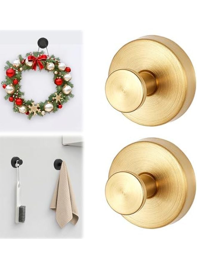 خطافات شفاطة ذهبية للإطارات على الزجاج، معلقات للأبواب والنوافذ والمرايا بدون حفر - Image 1