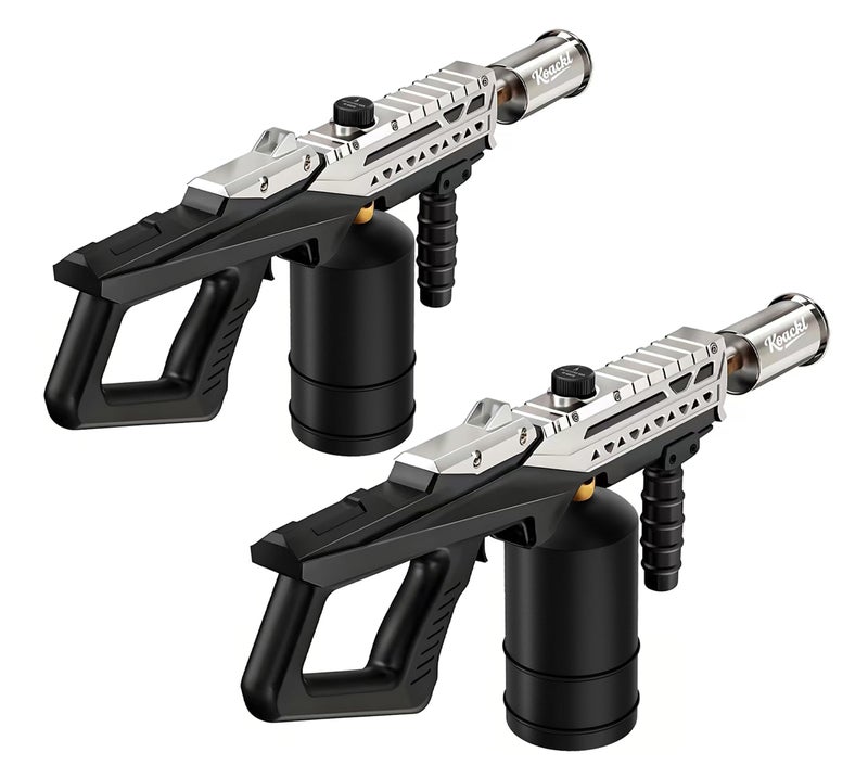 Koackl Powerful Propane Torch Gun 2 Pack, Kitchen Torch with Adjustable Flame, Flamethrower Blow Torch Gun Gas Welding Kits for BBQ, Searing Steak, Camping & Charcoal Torch Lighter(Tank Not Included) - Image 1