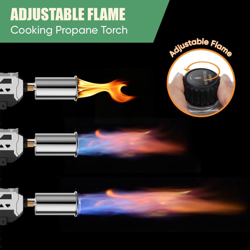 Koackl Powerful Propane Torch Gun 2 Pack, Kitchen Torch with Adjustable Flame, Flamethrower Blow Torch Gun Gas Welding Kits for BBQ, Searing Steak, Camping & Charcoal Torch Lighter(Tank Not Included) - Image 3