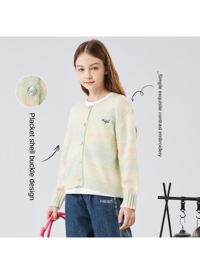 مكد 25 سترة ربيع وخريف جديدة للأطفال، كنزة للبنات، قطعة علوية للأطفال متوسطة إلى كبيرة، ملابس محبوكة للفتيات الكبيرات، أنيقة - Image 2