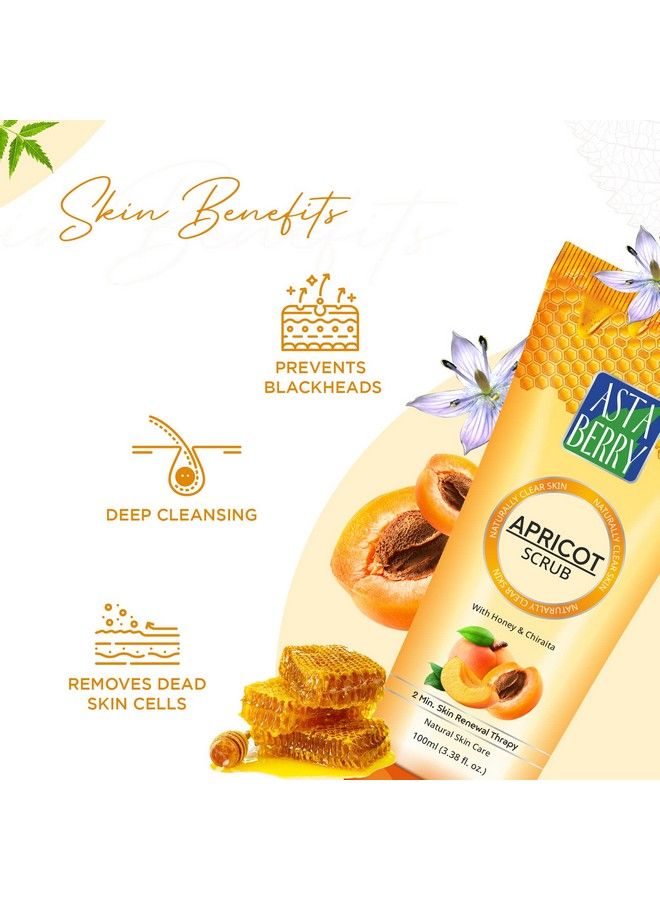 Astaberry Apricot Scrub With Honey & Chiraita; Dermatologist Formulated; All Skin Types; 2 Minute Skin Renewal Therapy; Naturally Soft & Glowing Skin; Remove Dead Epithelial Cells; 100 Ml (Pack Of 2) - Image 4