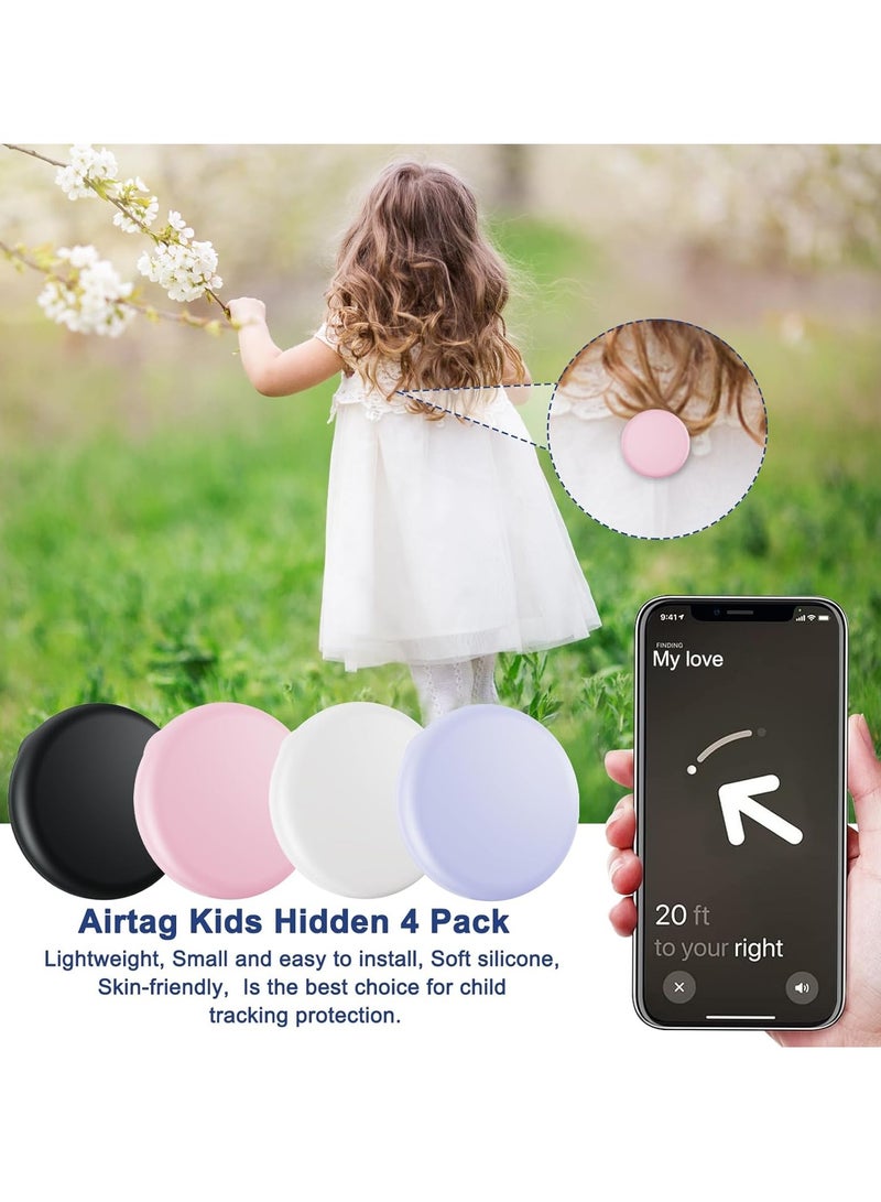 general 4Pack Apple Kids Hidden Case, Airtag Tracker for Kids,  Hidden Kids Holder with Invisible Pin, Anti Lost, for Kids, Elderly, Luggage, Clothing (Black White Pink Purple) - Image 3