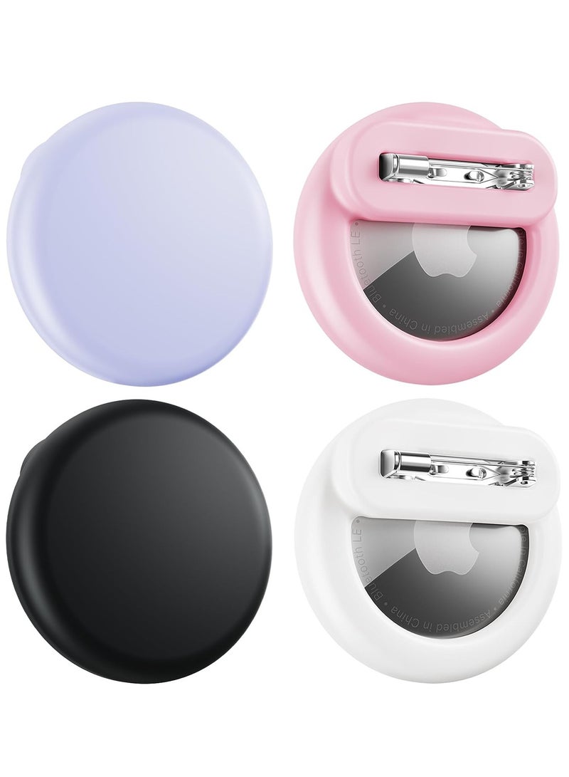 general 4Pack Apple Kids Hidden Case, Airtag Tracker for Kids,  Hidden Kids Holder with Invisible Pin, Anti Lost, for Kids, Elderly, Luggage, Clothing (Black White Pink Purple) - Image 1