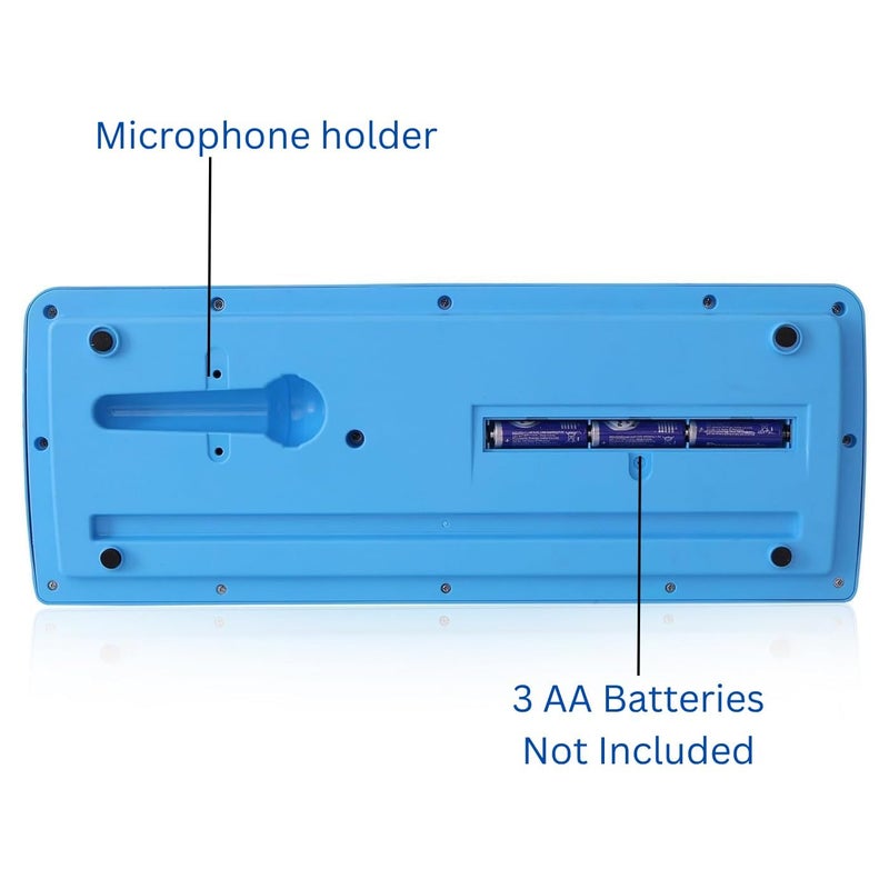Braintastic بيانو أطفال مع ميكروفون، 37 مفتاح، 8 إيقاعات، 8 نغمات مع 6 ديمو مدمجة وميزة تسجيل الأغاني للأولاد والبنات (أزرق) - Image 4
