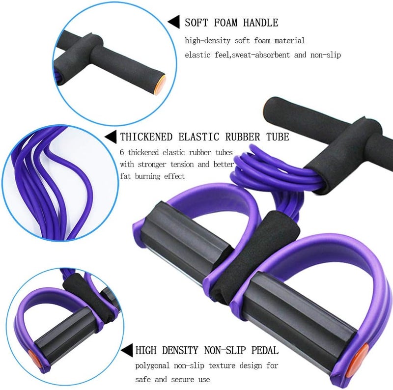 FateFan Multifunction Tension Rope, 6-Tube Elastic Yoga Pedal Puller Resistance Band, Natural Latex Tension Rope Fitness Equipment, for Abdomen/Waist/Arm/Leg Stretching Slimming Training - Image 3