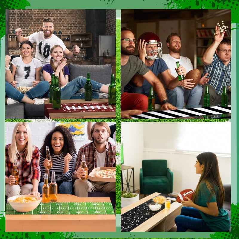 Sliner 4 Pcs Football Table Runner Football Centerpieces for Table Football Themed Party Decor Football Centerpieces for Boy Sports Football Party Football Kitchen Dining Table Runner 13 x 71 Inch - Image 5
