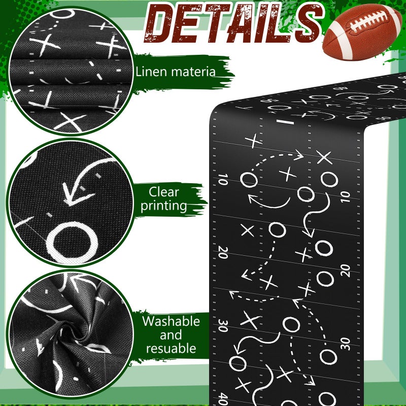 Sliner 4 Pcs Football Table Runner Football Centerpieces for Table Football Themed Party Decor Football Centerpieces for Boy Sports Football Party Football Kitchen Dining Table Runner 13 x 71 Inch - Image 3