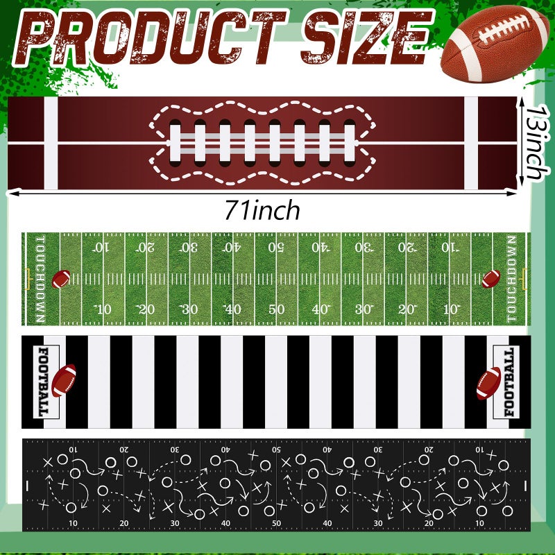 Sliner 4 Pcs Football Table Runner Football Centerpieces for Table Football Themed Party Decor Football Centerpieces for Boy Sports Football Party Football Kitchen Dining Table Runner 13 x 71 Inch - Image 2