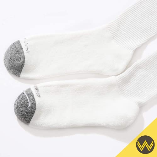 WANDER Men's Cushion Crew Socks 6-Pack Running Socks Men Cotton Athletic Sport Work Shoes White 9-12 - Image 3