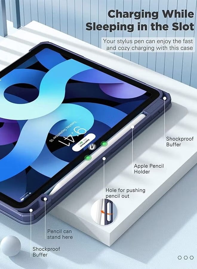 يوارب كينج iPad الجيل العاشر الجديد 10.9 بوصة 2022 / iPad الجيل الحادي عشر 2025 Shell - غطاء مضاد للصدمات ، غطاء خلفي شفاف ، غطاء أقلام ، غطاء النوم / التنبيه التلقائي - Image 5