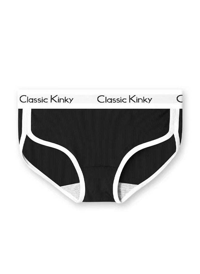 Zeemey 4-Piece Cotton Sport Bikini Breathable Panties Low Waist Fashionable Ladies Charming Thick Bottom