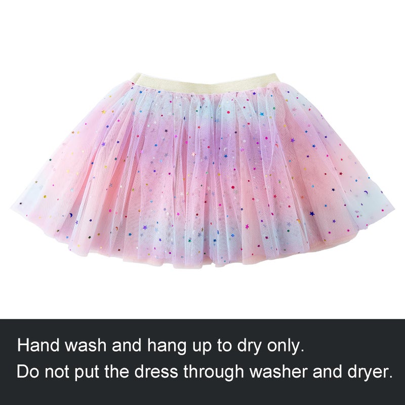Jastore Girls Layered Rainbow Tutu Skirt Dance Dress Ruffle Tiered Clubwear(Peach+Pink,2-6 Years) - Image 5