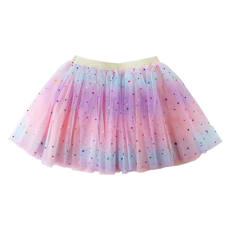 Jastore Girls Layered Rainbow Tutu Skirt Dance Dress Ruffle Tiered Clubwear(Peach+Pink,2-6 Years) - Image 1