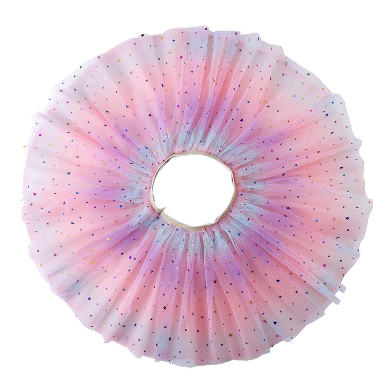 Jastore Girls Layered Rainbow Tutu Skirt Dance Dress Ruffle Tiered Clubwear(Peach+Pink,2-6 Years) - Image 4