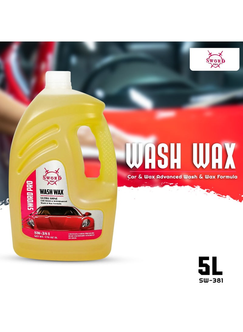 سورد برو SWORD PRO SW381 Wash Wax Ultra Shine 5L - تركيبة متقدمة لغسيل السيارات والشمع للحصول على لمسة نهائية لامعة - Image 1