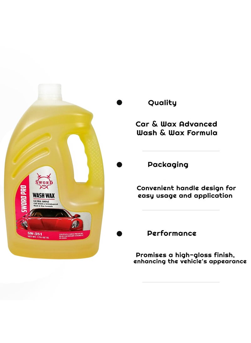 سورد برو SWORD PRO SW381 Wash Wax Ultra Shine 5L - تركيبة متقدمة لغسيل السيارات والشمع للحصول على لمسة نهائية لامعة - Image 4