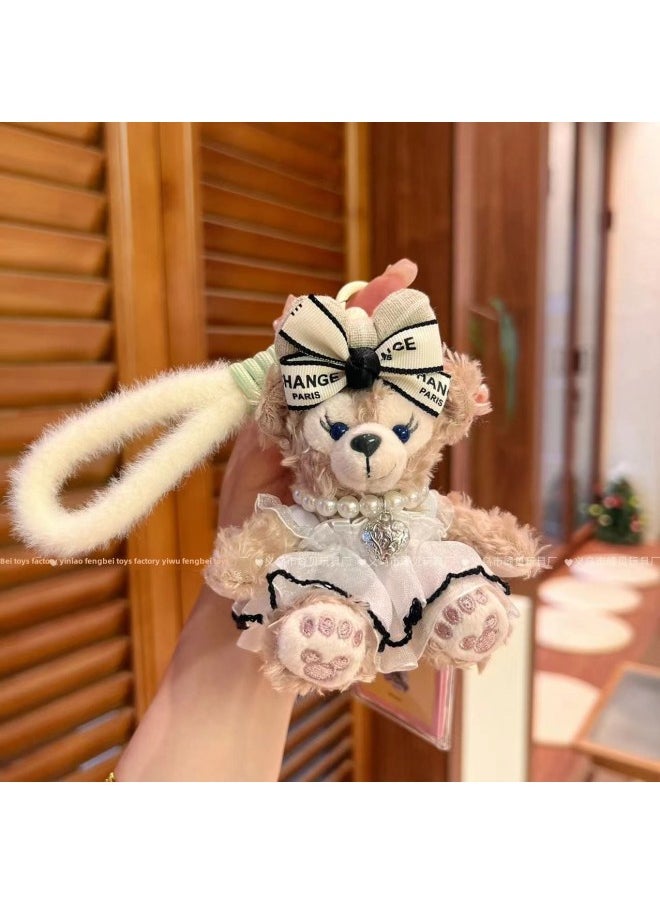 Generic - Princess Bee Dress Shirley Mei Duffy Dressing Doll Pendant Cute Plush Cake Decoration Couple Doll-Color:White Gauze And Black Edge Skirt + Patterned Love Necklace (sherry Rose) (female Bear)-Height:Hand Knitted Rope (pictured) - Image 1