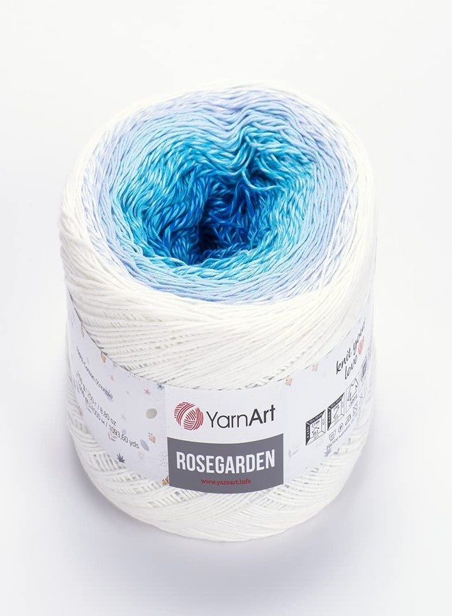 YarnArt Yarn Art Flowers Rosegarden 100% Cotton 250gr 8.80 oz 1094yds Multicolor Cotton Yarn Rainbow Crochet Yarn Spring Summer (305)