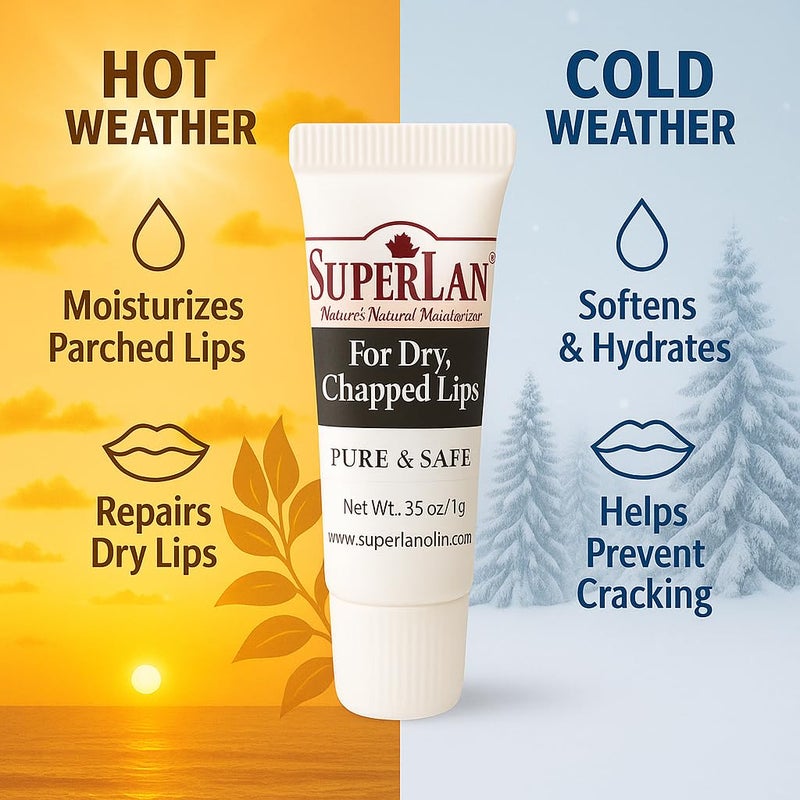 SuperLan بلسم الشفاه العضوي باللانولين - إصلاح الشفاه للطقس الحار/الجاف - كريم الحلمات الطبيعي باللانولين - مرطب الشفاه للشفاه المتشققة - عناية مرطبة بالشفاه - زيت الجوجوبا النقي للغاية - عصا الشفاه الحلال (0.35 أونصة) - Image 4