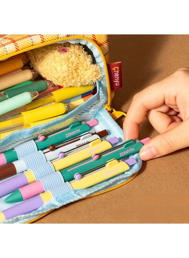 Kids Pencil Case Color-Block Hand-Carry Large Capacity Lightweight Wear-Resistant Easy-to-Clean School Supplies - Image 4