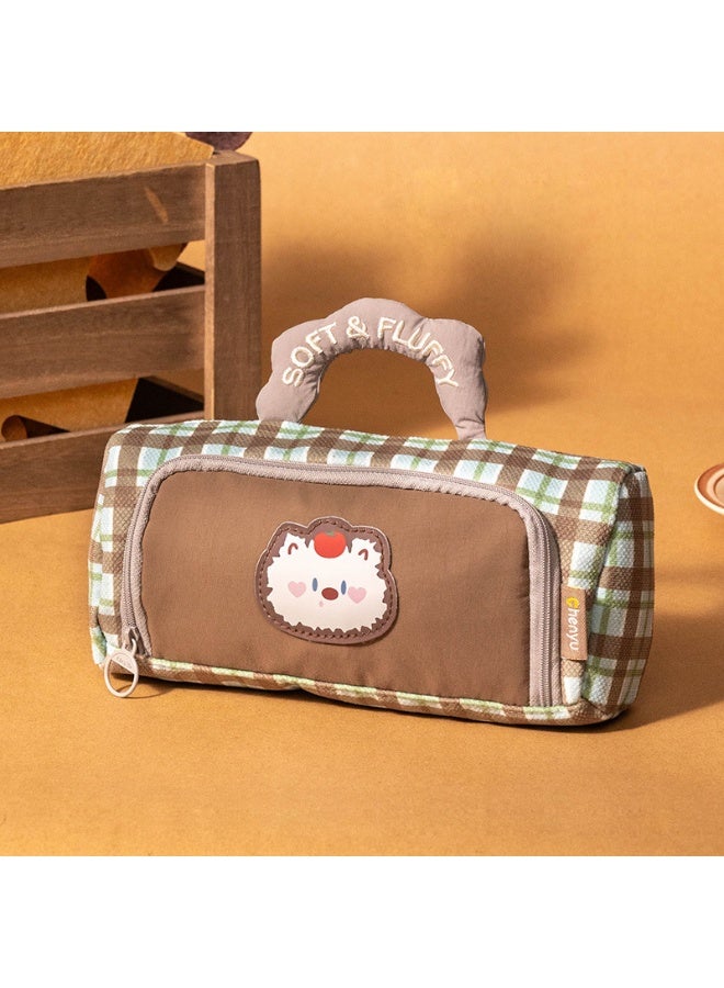 Kids Pencil Case Color-Block Hand-Carry Large Capacity Lightweight Wear-Resistant Easy-to-Clean School Supplies - Image 1