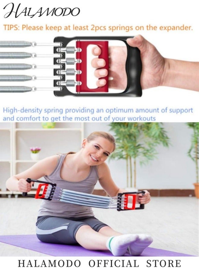 HALAMODO Chest Expander Hand Gripper Arm Pull Bar Arm Muscle Chest Exerciser for Chest Arm Legs Shoulder Back Muscles Training Fitness Training Set for Pilates Push Ups Full Body Home Gym Workout Band - Image 2