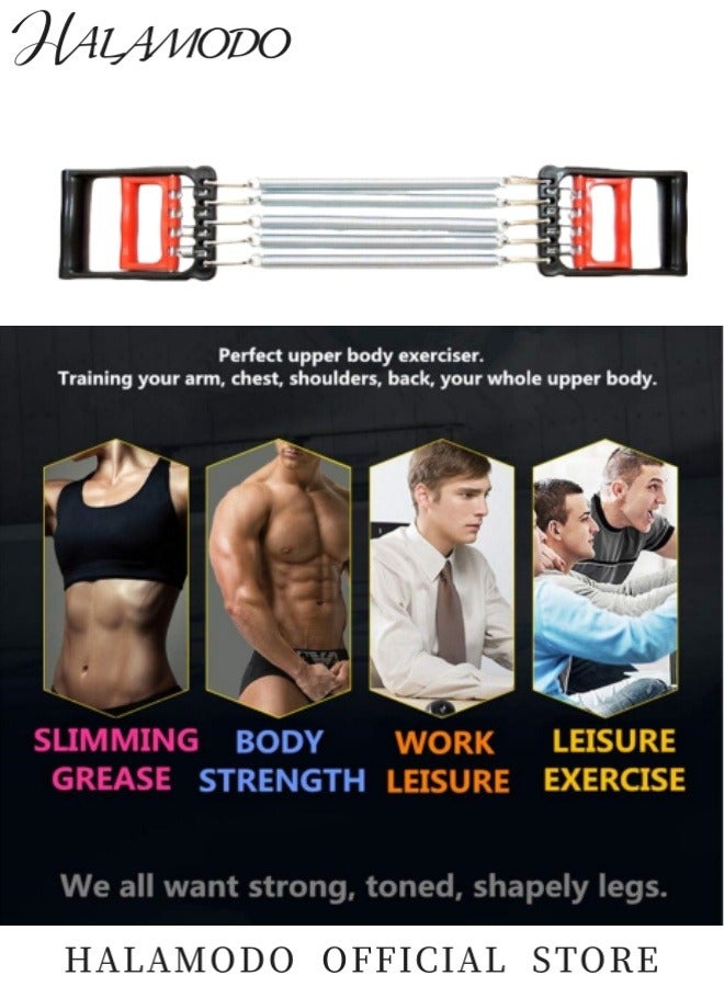 HALAMODO Chest Expander Hand Gripper Arm Pull Bar Arm Muscle Chest Exerciser for Chest Arm Legs Shoulder Back Muscles Training Fitness Training Set for Pilates Push Ups Full Body Home Gym Workout Band - Image 4