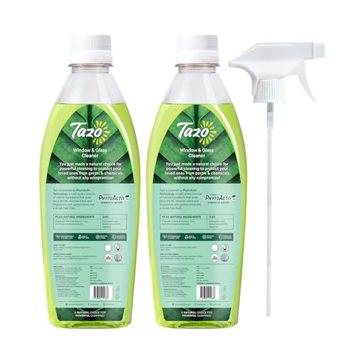 Tazo Window & Glass Cleaner Liquid Spray (500ML Pack of 2), Biodegradable & Plant-Based Cleaner With No Harmful Chemicals, Removes Dirt, Stains & Fingerprints, Removes 99.99% Germs, Baby & Pet Safe - Image 2