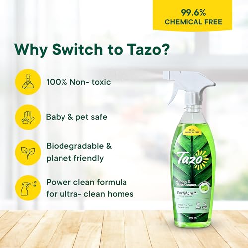 Tazo Window & Glass Cleaner Liquid Spray (500ML Pack of 2), Biodegradable & Plant-Based Cleaner With No Harmful Chemicals, Removes Dirt, Stains & Fingerprints, Removes 99.99% Germs, Baby & Pet Safe - Image 5