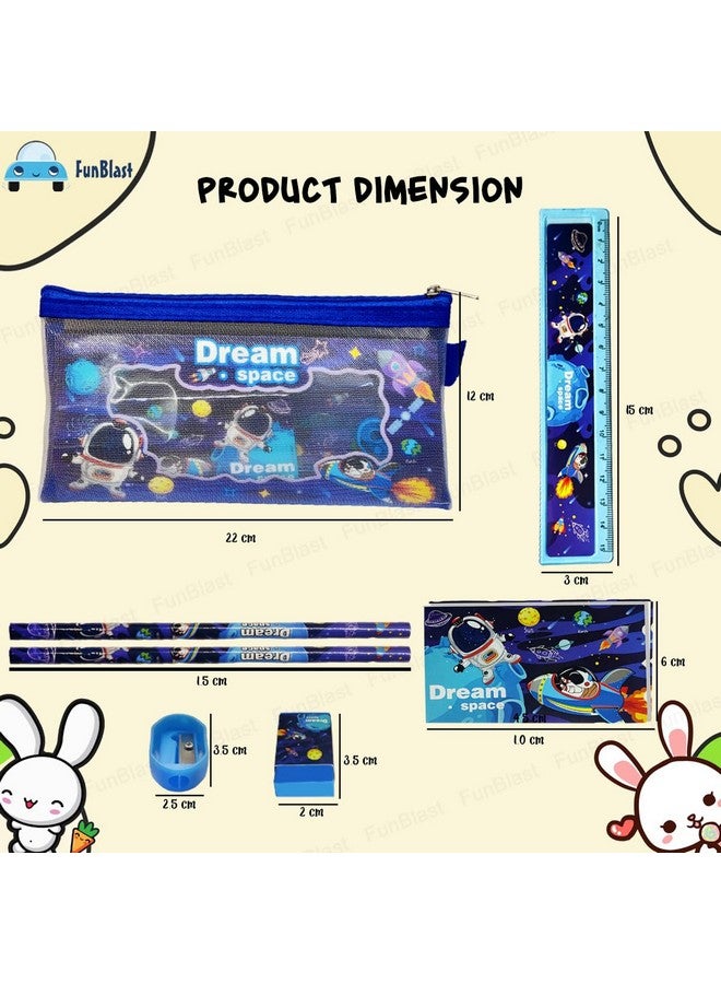 FunBlast Stationary Set for Kids Pencils Set, Sharpener ,Erasers and Scale for Kids, Kawaii Stationary Set, Birthday Return Gift, Unicorn & Space Theme Stationary Items Set of 2 (Combo),Multicolor - Image 2