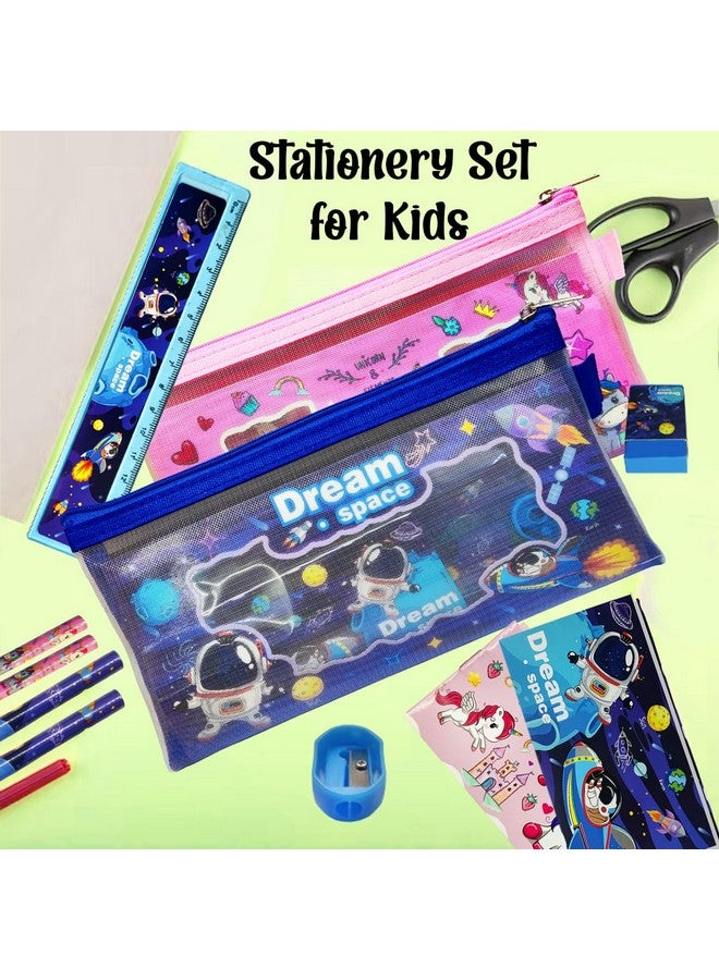FunBlast Stationary Set for Kids Pencils Set, Sharpener ,Erasers and Scale for Kids, Kawaii Stationary Set, Birthday Return Gift, Unicorn & Space Theme Stationary Items Set of 2 (Combo),Multicolor - Image 5