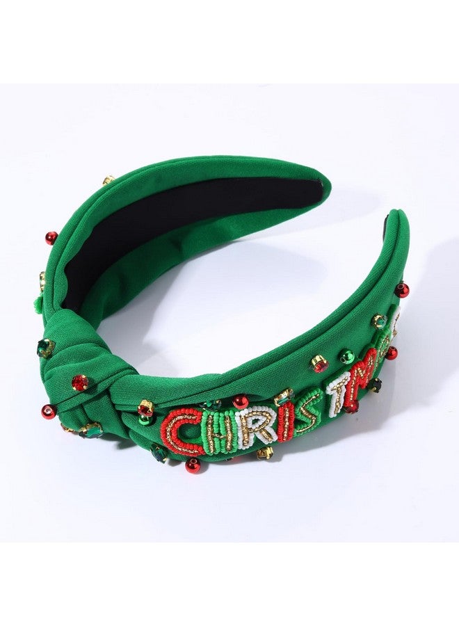 سيالكسهيني عصابة رأس عيد الميلاد للنساء إكسسوارات عطلة عيد الميلاد شجرة عيد الميلاد المزينة بالخرز ندفة الثلج Hohoho عصابة رأس معقودة باللون الأحمر والأخضر واللؤلؤ الكريستالي عصابة رأس بعقدة علوية هدايا الأعياد الاحتفالية (عيد ميلاد سعيد 3) - Image 2