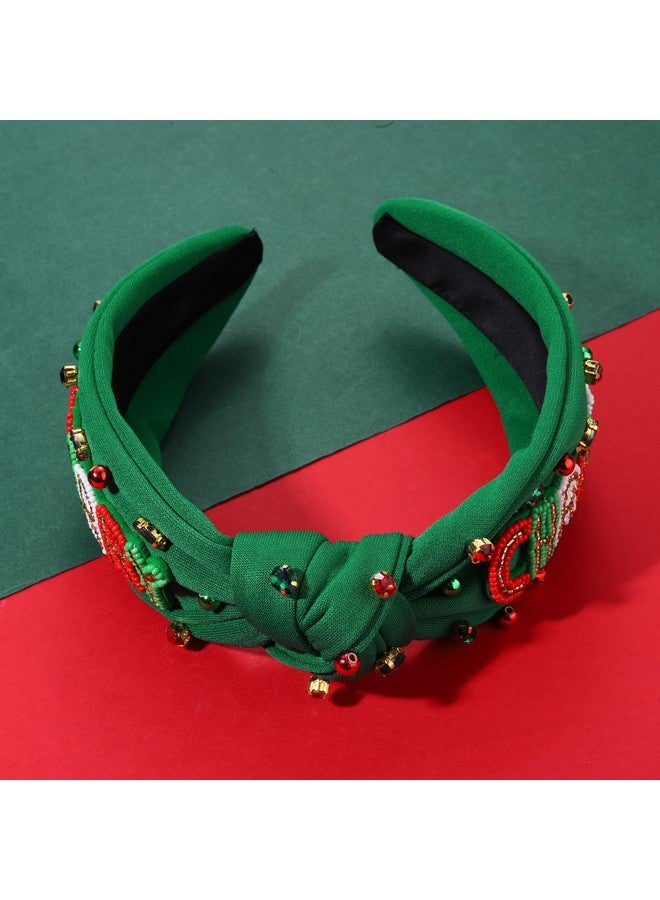 سيالكسهيني عصابة رأس عيد الميلاد للنساء إكسسوارات عطلة عيد الميلاد شجرة عيد الميلاد المزينة بالخرز ندفة الثلج Hohoho عصابة رأس معقودة باللون الأحمر والأخضر واللؤلؤ الكريستالي عصابة رأس بعقدة علوية هدايا الأعياد الاحتفالية (عيد ميلاد سعيد 3) - Image 5